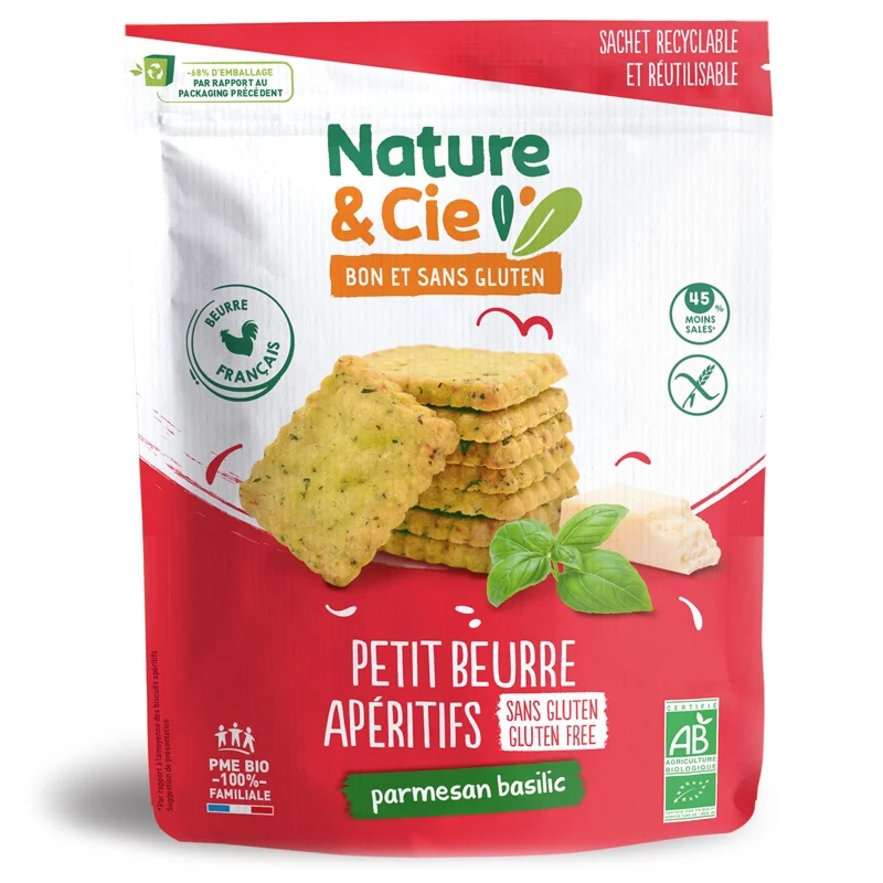 Petit-beurre apéritif au parmesan & basilic BIO - 80g - Nature&Cie