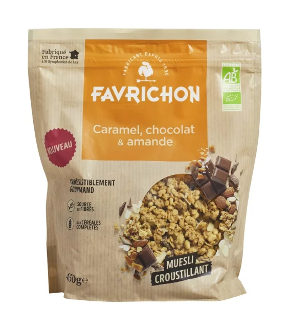 Müesli croustillant caramel, chocolat & amande BIO - 450g - Favrichon