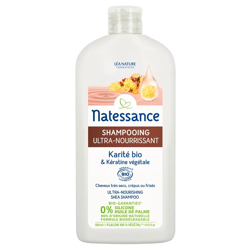 Shampooing ultra-nourrissant BIO karité & kératine végétale - 500ml - Natessance