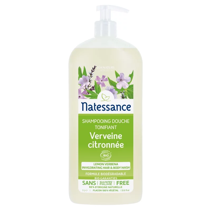 Shampooing douche tonifiant BIO verveine citronnée - 1l - Natessance