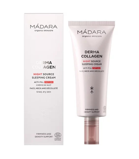 Crème de nuit visage, cou & décolleté naturelle peptides, microalgues & acide hyaluronique - 70ml - Mádara Derma Collagen