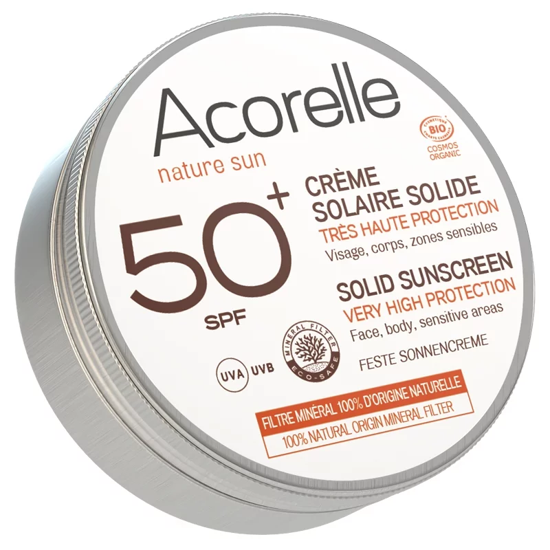 Feste Sonnenschutzcreme BIO Körper & Gesicht LSF 50+ - 30g - Acorelle