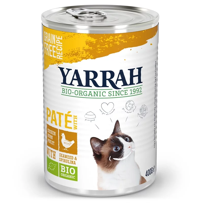 Pâté poulet avec spiruline pour chat BIO - 400g - Yarrah