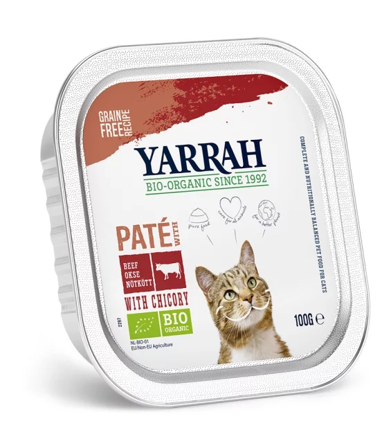 BIO-Paté Rind mit Zichorie für Katzen - 100g - Yarrah
