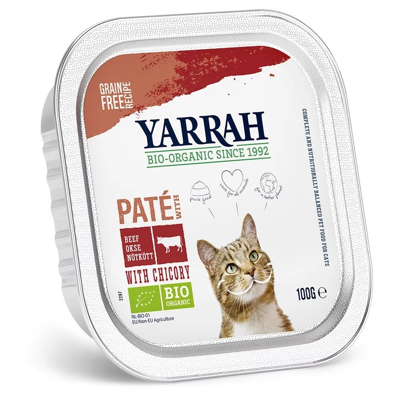 BIO-Paté Rind mit Zichorie für Katzen - 100g - Yarrah