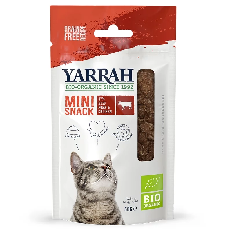 Mini snack boeuf, porc & poulet pour chat BIO - 50g - Yarrah