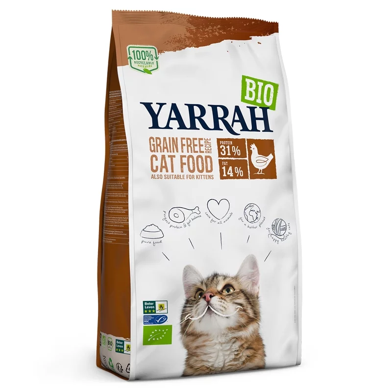 BIO-Katzenfutter trocken Poulet & Fisch Getreidefrei - 800g - Yarrah