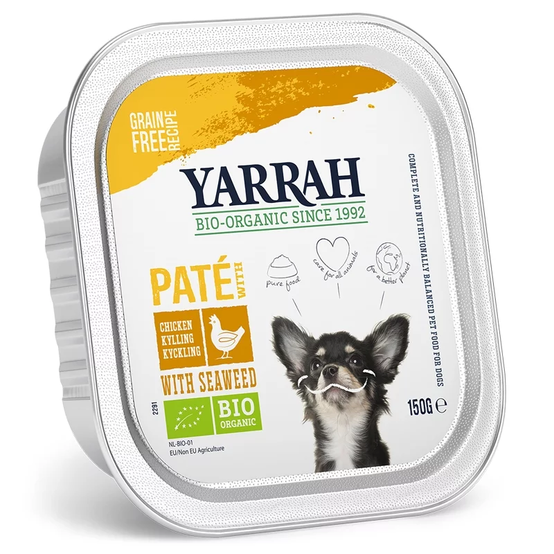 Pâté poulet avec algues marines pour chien BIO - 150g - Yarrah