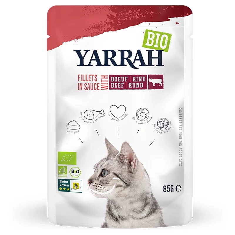 BIO-Filets in Sauce mit Rind für Katzen - 85g - Yarrah