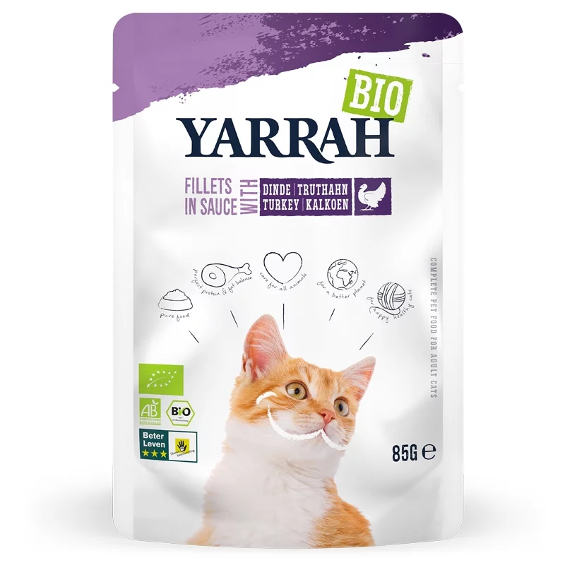 Filets en sauce à la dinde pour chat BIO - 85g - Yarrah