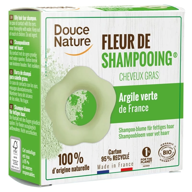 Fleur de shampooing BIO ﻿ortie & argile verte - 85g - Douce Nature