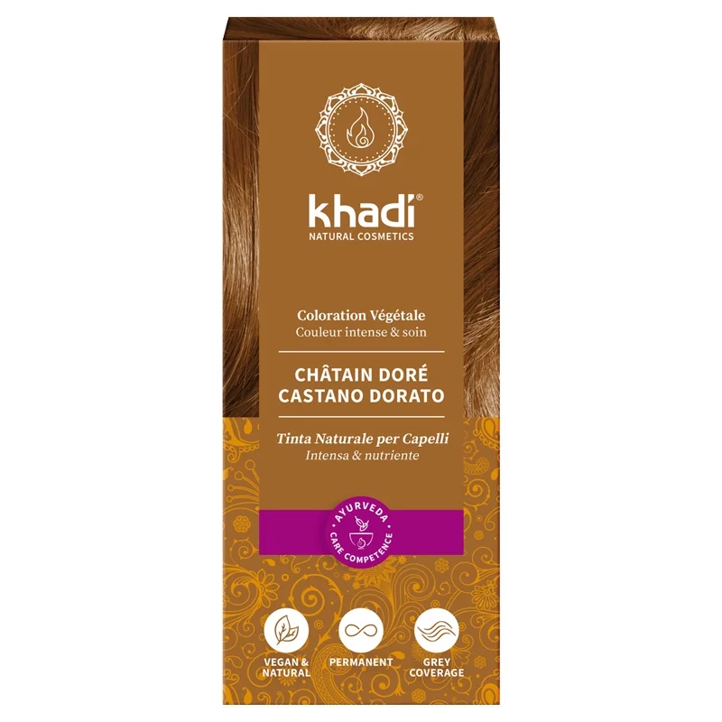 BIO-Pflanzenhaarfarbe Goldbraun - 100g - Khadi