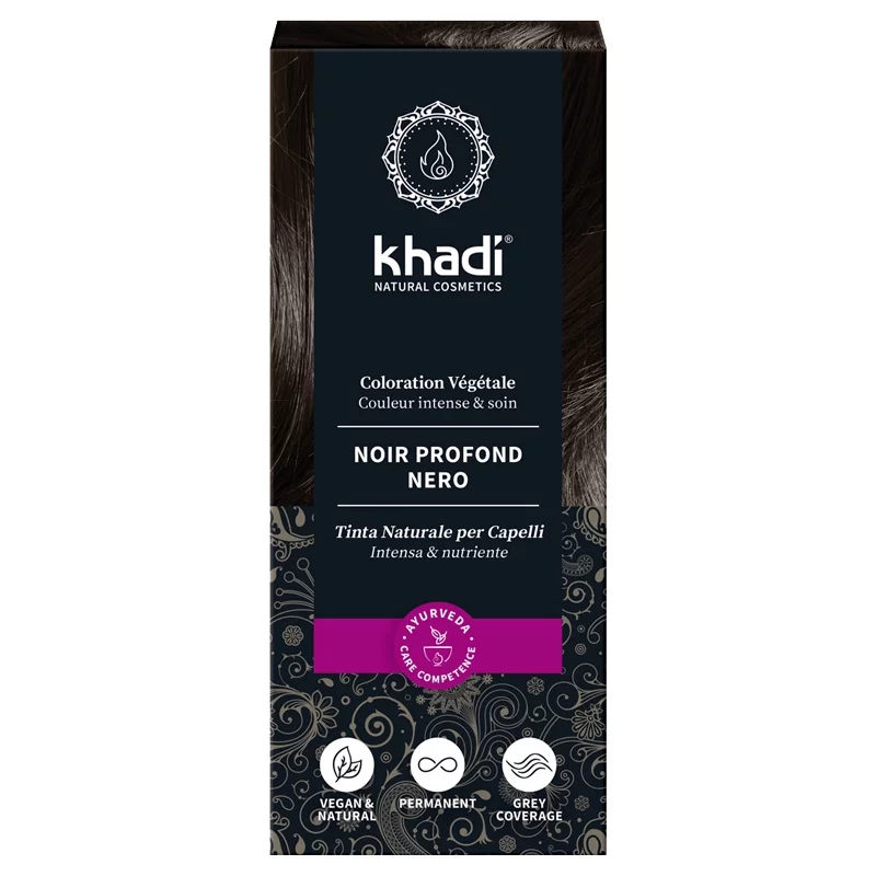 BIO-Pflanzenhaarfarbe Schwarz - 100g - Khadi