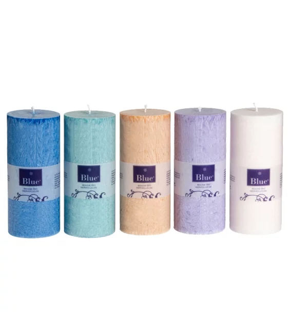 6 Stumpenkerzen Pastellfarben aus BIO-Stearin 56 x 80 mm - Blue