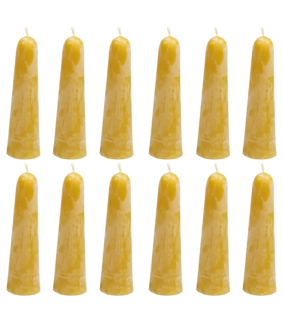 12 Kerzen kegelförmig aus BIO-Bienenwachs 4 x 13,5 cm - Blue