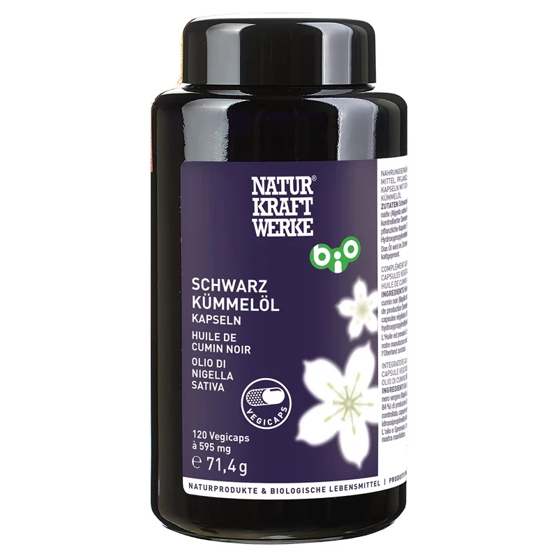 Huile de cumin noir - 120 capsules à 595mg - NaturKraftWerke