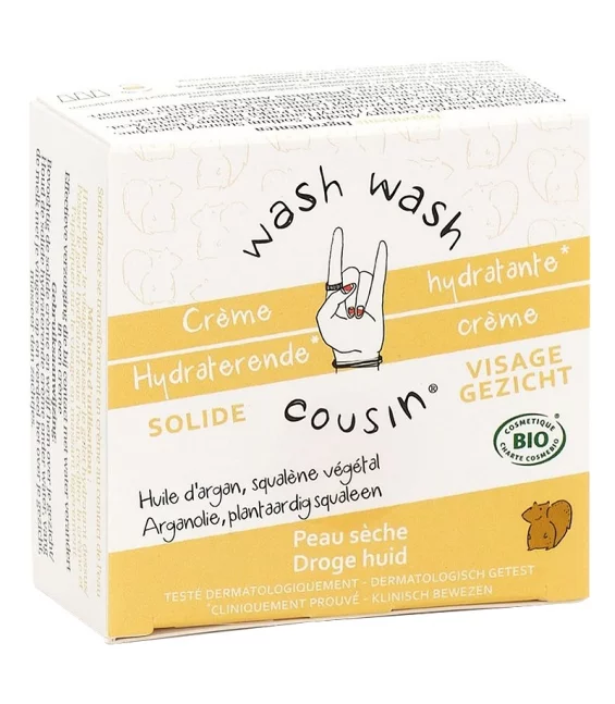 Crème hydratante visage peau sèche BIO argan - 42g - Wash Wash Cousin