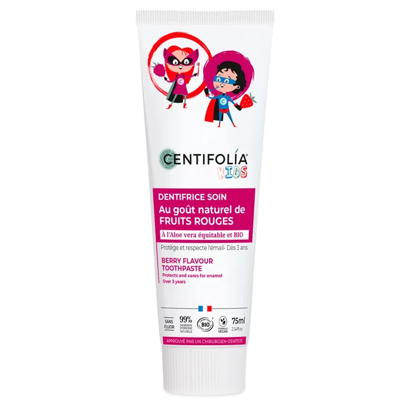 Dentifrice enfants BIO fruits rouges sans fluor - 75ml - Centifolia