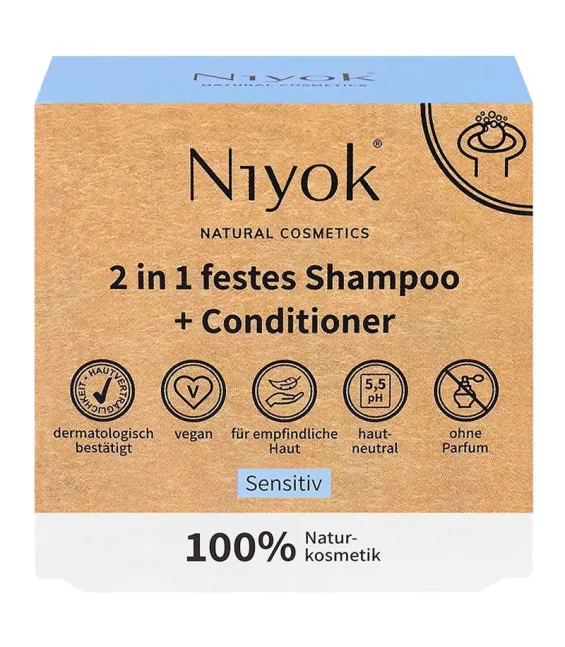 Natürliches 2 in 1 festes Shampoo & Conditioner ohne Duft - 80g - Niyok