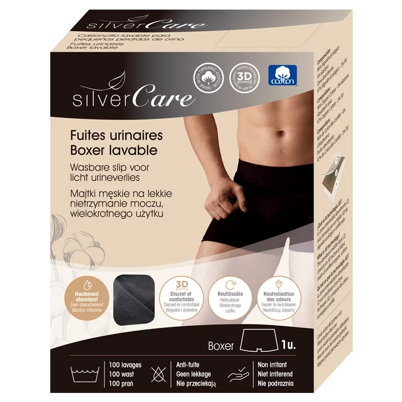 Boxer homme pour fuites urinaires Taille S - Silvercare