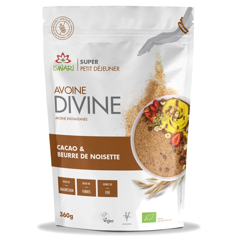 Petit-déjeuner Avoine Divine cacao & beurre de noisette BIO - 360g - Iswari