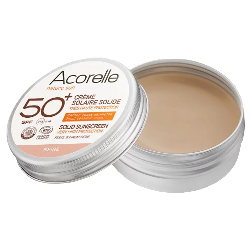 Crème solaire solide teintée beige BIO IP 50+ 20g - Acorelle