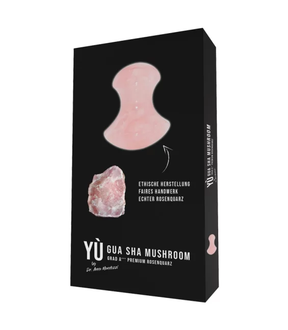 Champignon de massage Gua Sha quartz rose - Yù Beauty