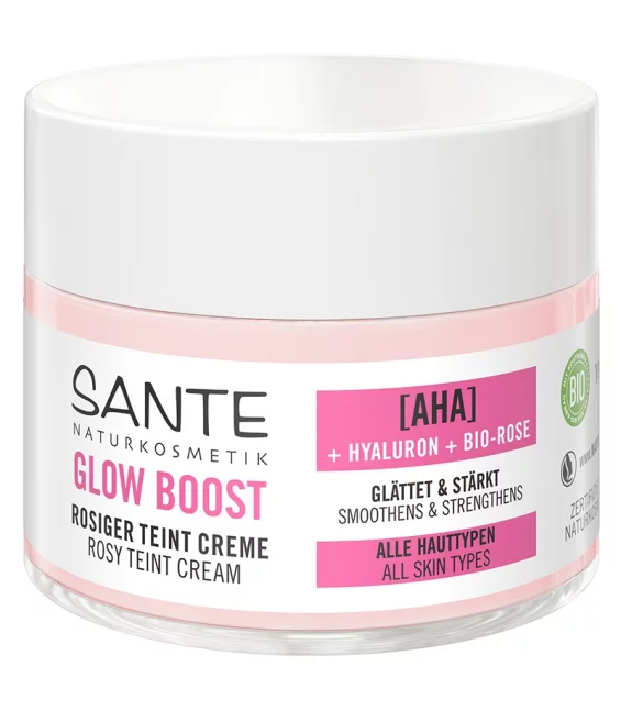 Crème rose Glow Boost BIO AHA & acide hyaluronique - 50ml - Sante