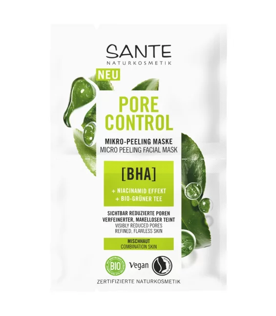 Pore Control BIO-Mikro-Peeling Maske BHA & Grüner Tee - 2x4ml - Sante