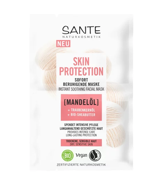 Skin Protection beruhigende BIO-Maske Mandel & Traubenkernöl - 2x4ml - Sante
