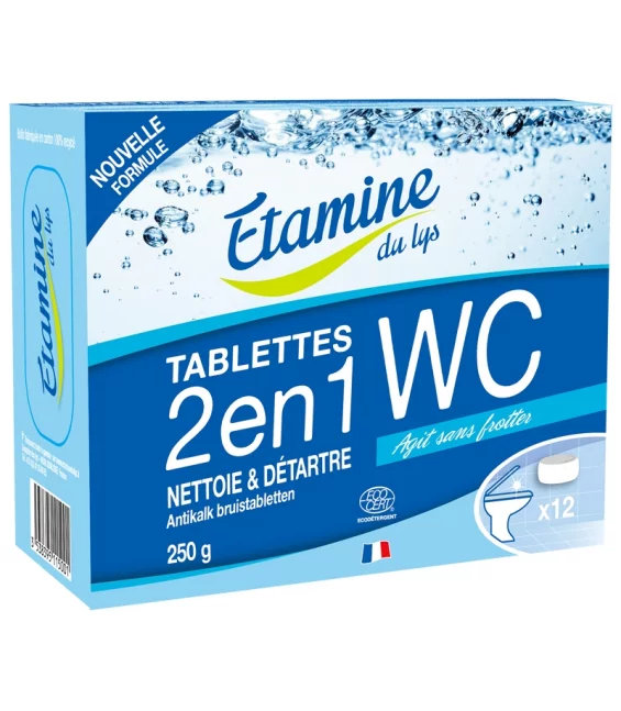 Ökologische WC Tabs 2 in 1 ohne Duft - 12 Tabletten - Etamine du Lys