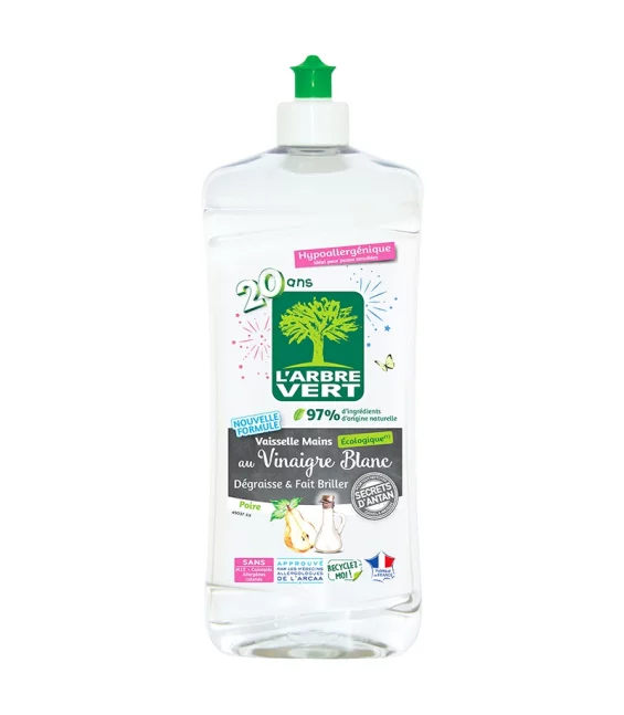Liquide vaisselle écologique vinaigre blanc & poire - 750ml - L'Arbre Vert