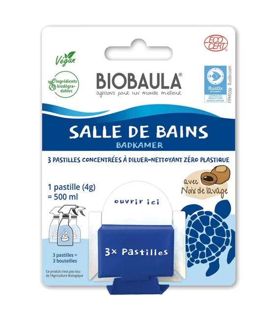 Pastilles nettoyantes salle de bain éco Fresh Ocean - 3 pastilles - Biobaula