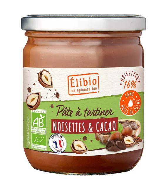 Pâte à tartiner noisettes et cacao BIO - 400g - Élibio