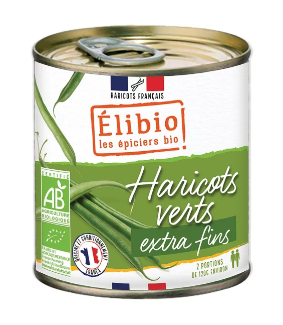 Haricots verts extra fins en conserve BIO - 400g - Élibio
