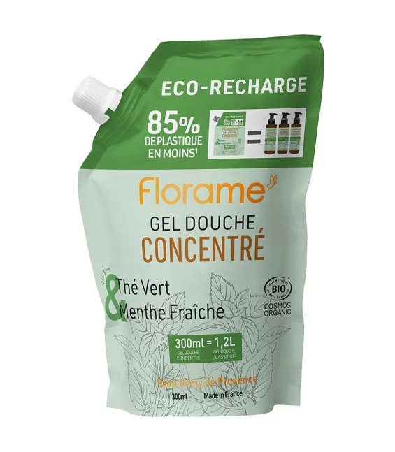 Recharge gel douche concentré BIO thé vert - 300ml - Florame