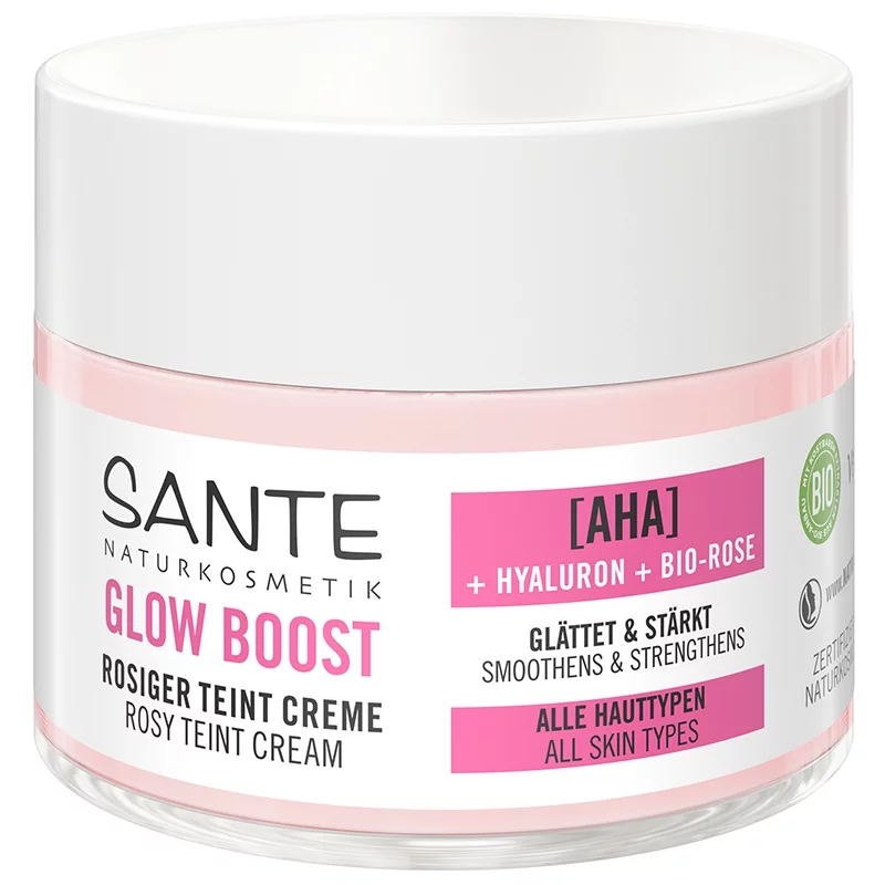 Crème rose Glow Boost BIO AHA & acide hyaluronique - 50ml - Sante