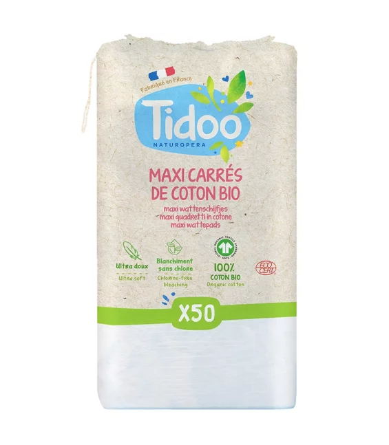 Maxi-Pflegetücher aus BIO-Baumwolle - 50 Stück - Tidoo