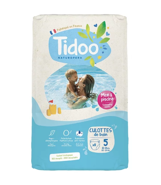 Couches de bains écologiques Taille 5 L 12-18 kg - 11 pièces - Tidoo