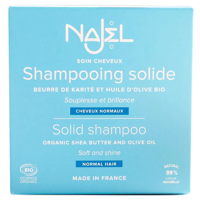 Shampooing solide cheveux normaux BIO karité & olivier - 75g - Najel