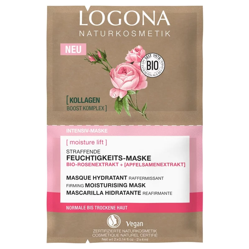 Straffende Feuchtigkeits-Maske BIO Rose & Apfel - 2x4ml - Logona