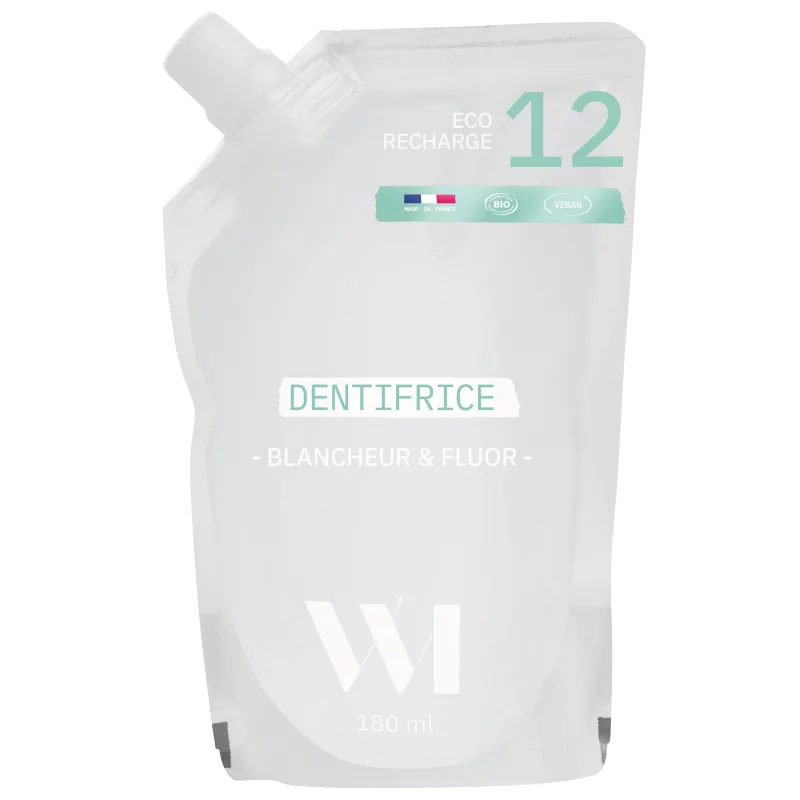 Recharge Dentifrice blancheur BIO menthe avec fluor - 180ml - What Matters