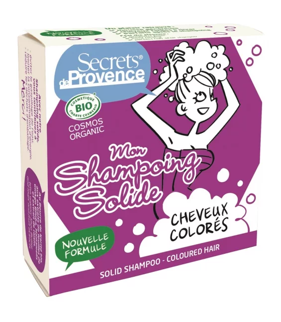 Shampooing solide cheveux colorés BIO cassis - 85g - Secrets de Provence