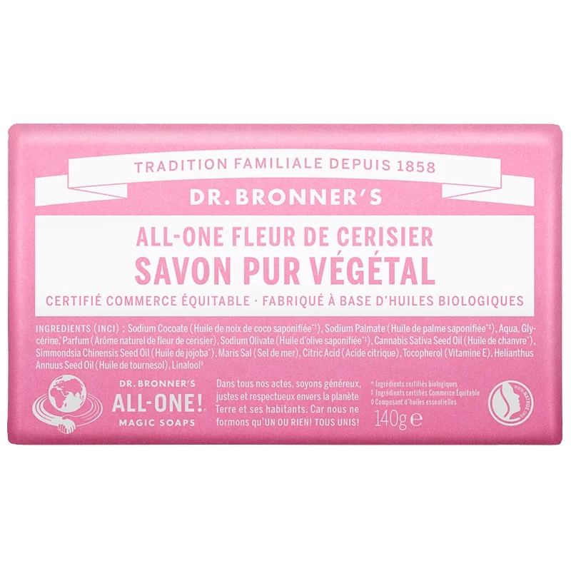 Savon pur BIO fleur de cerisier - 140g - Dr. Bronner's