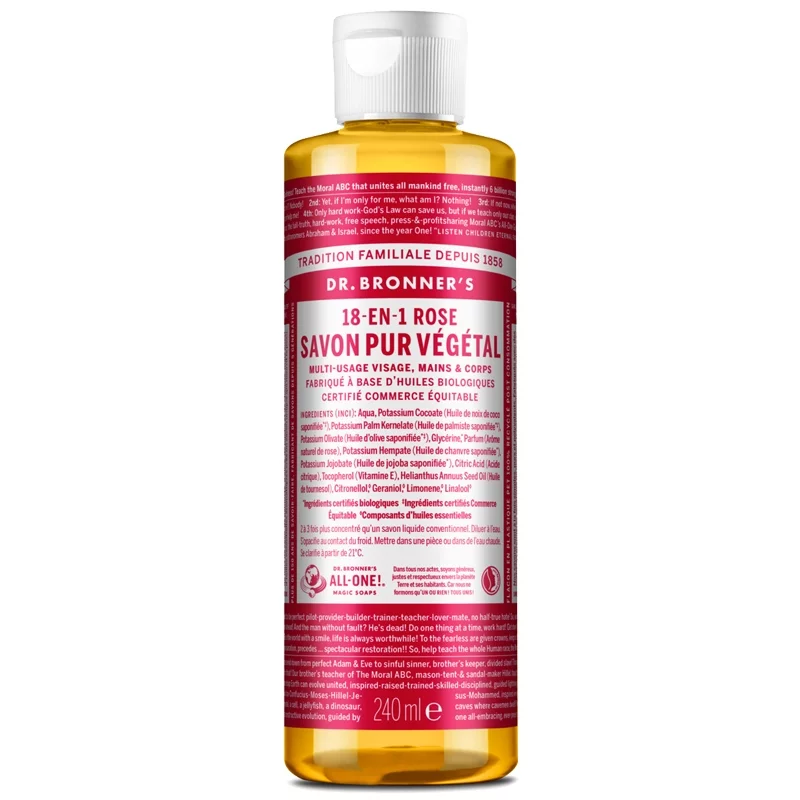 Savon liquide 18-en-1 BIO rose - 240ml - Dr. Bronner's