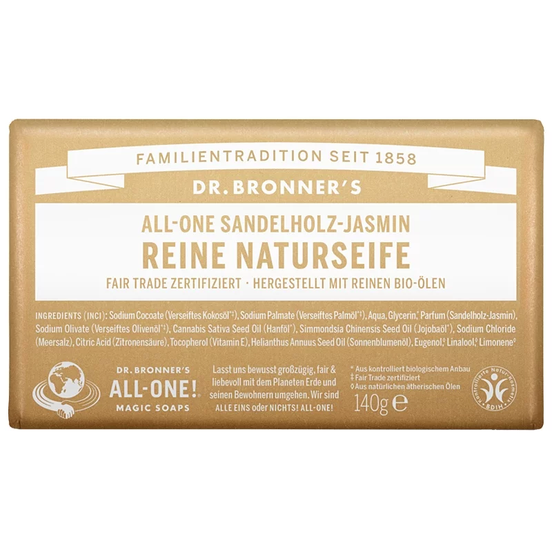 Reine Naturseife BIO Sandelholz & Jasmin - 140g - Dr. Bronner's