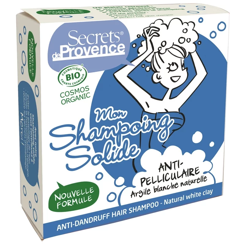 Shampooing solide anti-pelliculaire BIO argile blanche 85g Secrets de Provence