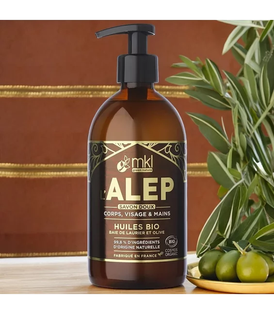 Savon d'Alep liquide BIO olive & laurier - 500ml - MKL Green Nature