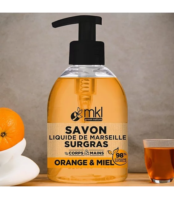 Savon liquide de Marseille orange & miel - 300ml - MKL Green Nature