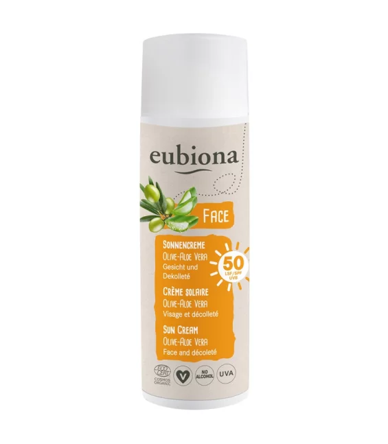 Crème solaire visage & décolleté IP 50 BIO olive & aloe vera - 50ml - Eubiona